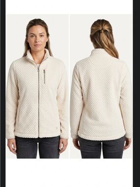 Calvin Klein cream cozy zip front teddy fleece jacket size M.